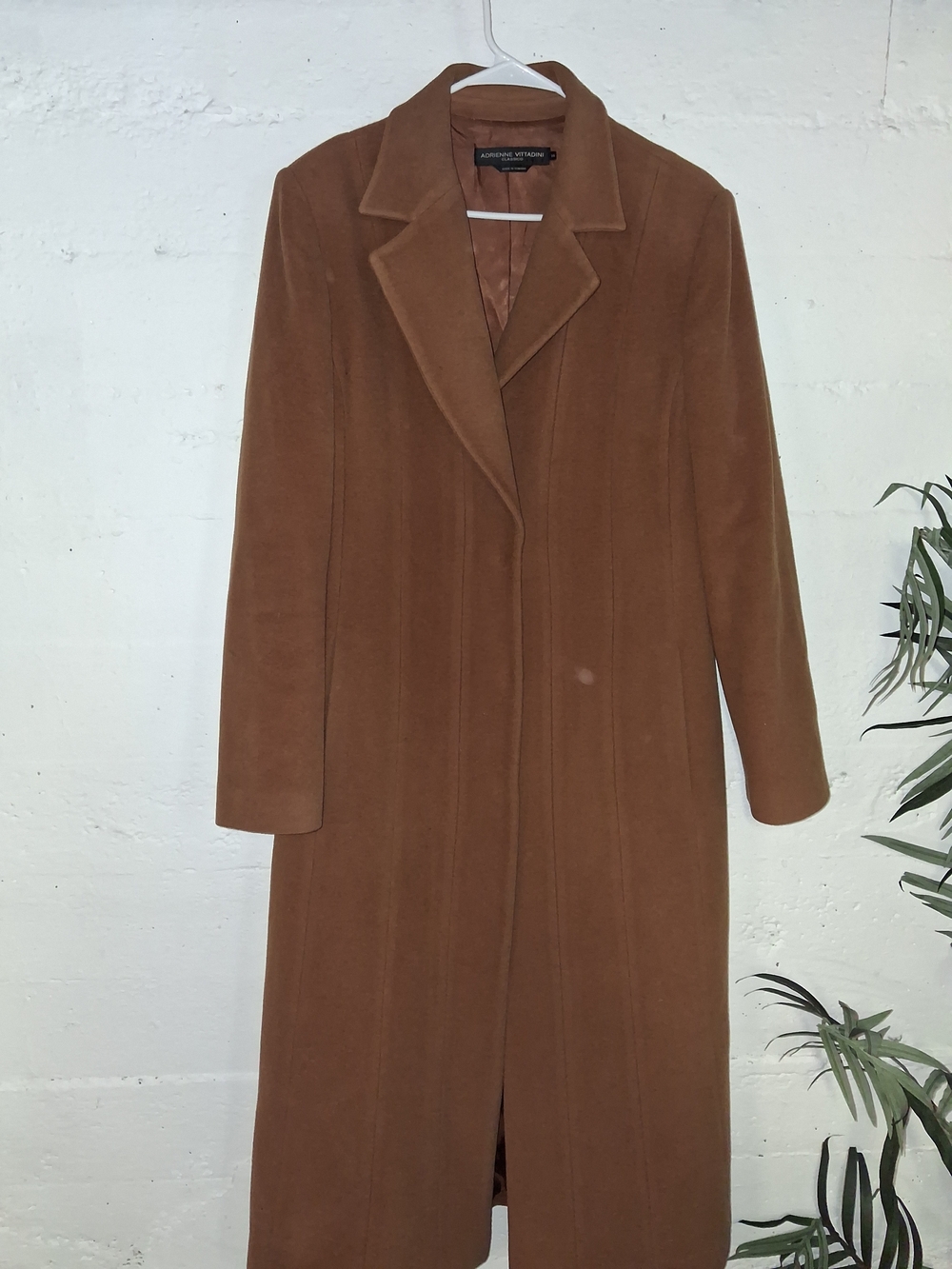 Adrienne Vittadini Women's Long Brown Wool Blend Coat